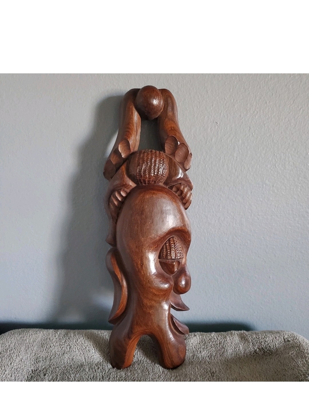 Vintage Makonde Wooden African Man Head Bust Figurine Original Old Hand Carved